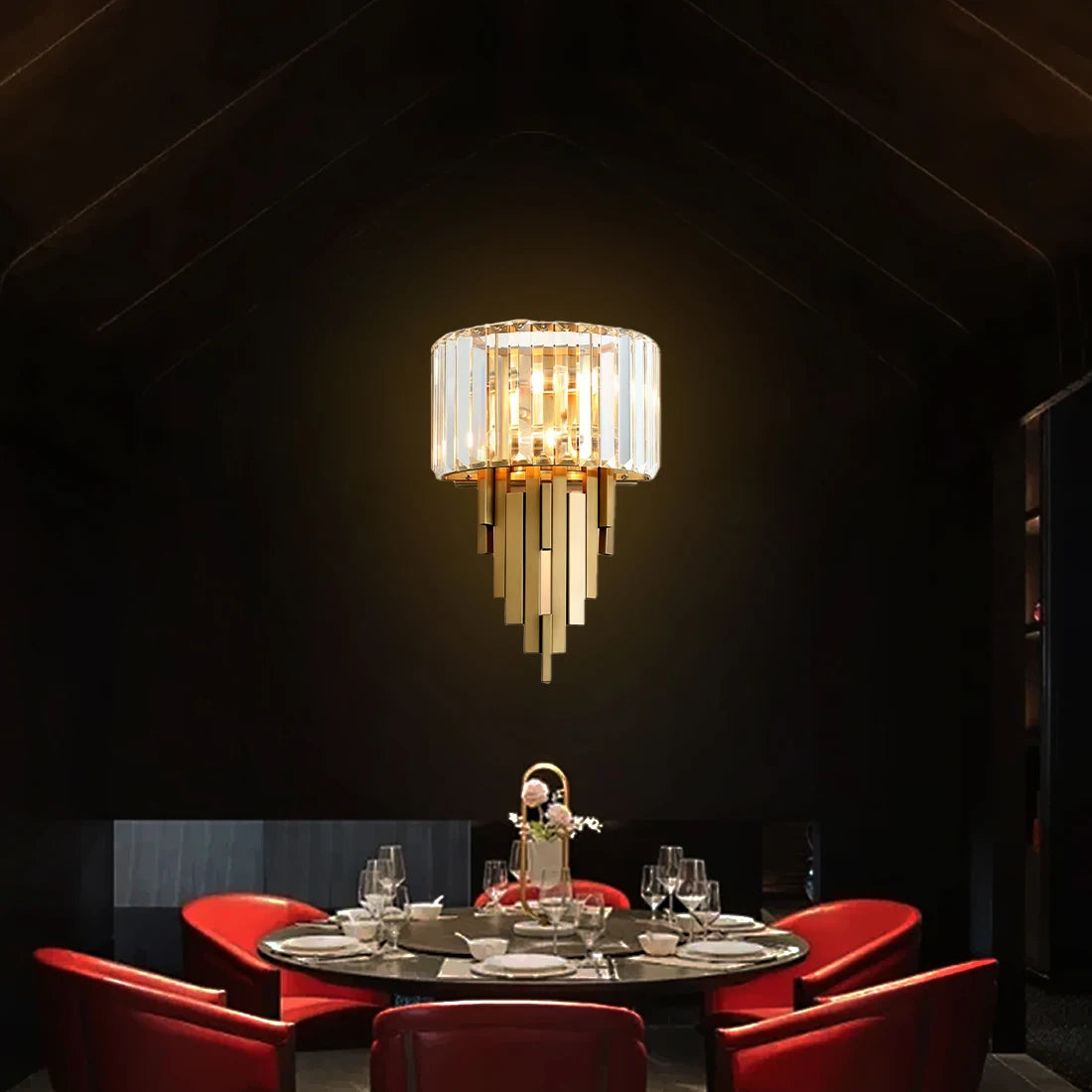 Designer Creative Art Post Modern Crystal Wall Lamp Light Luxury for Bedroom  Living Room  Background Wall