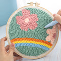 DIY Eco-Friendly Flower Style Embroidery Kit for Kids Beginner Crafts with Wool Punch Needle Starter Kit