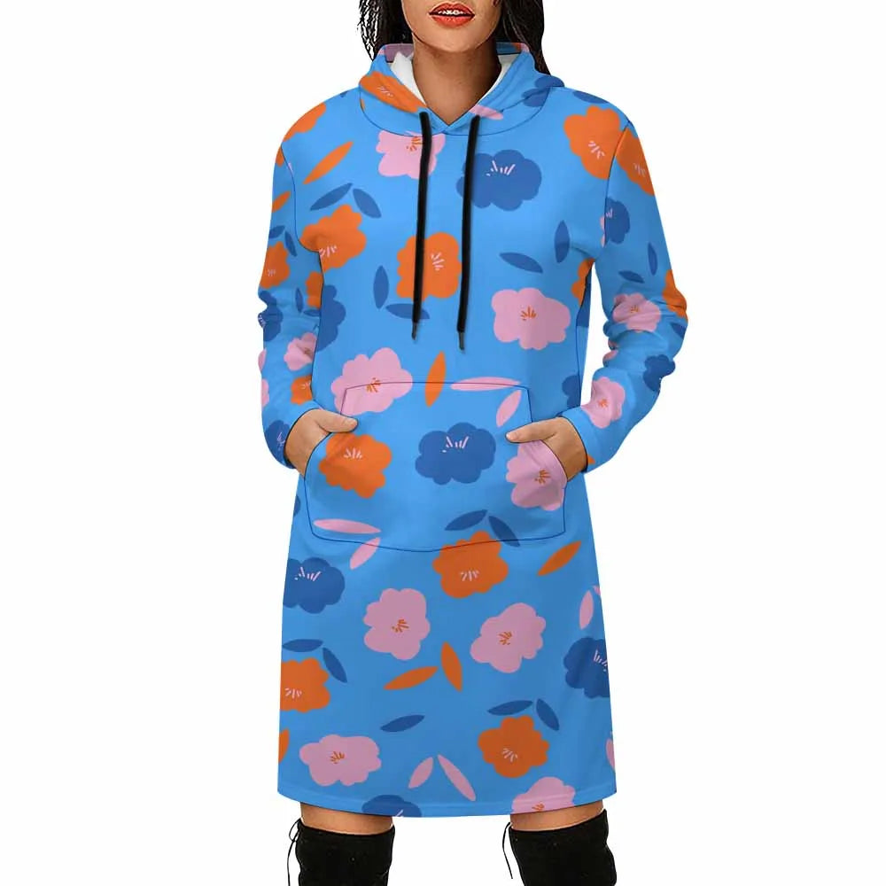 Fashion Women's Casual Long Sleeve Sweatshirt Hoodie Dress Print on Demand Women Knee Length Hoodie
