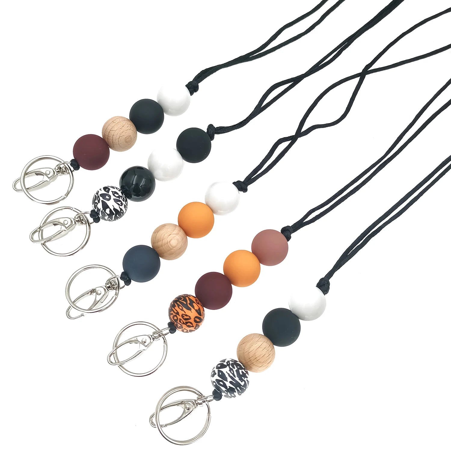 Vintage Silicone Link Chain Lanyard Teacher Keychain Necklace with Badge Holder for Anniversary