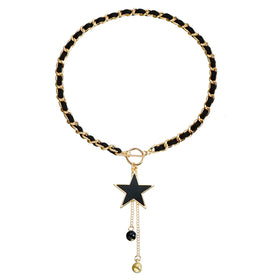 Vintage Sexy Wrapped Velvet Chain Black Star-shaped Gold Butterfly Necklace for Women Girls Collarbone Chain Tassel Collar