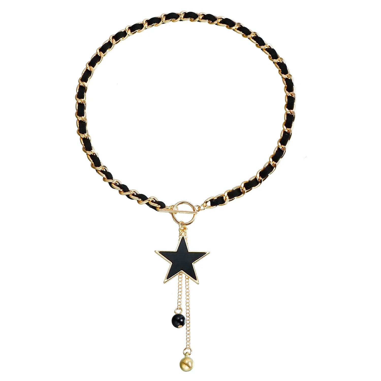 Vintage Sexy Wrapped Velvet Chain Black Star-shaped Gold Butterfly Necklace for Women Girls Collarbone Chain Tassel Collar