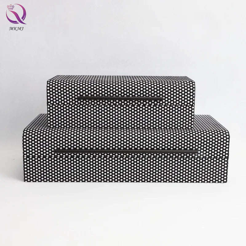Polka Dot Storage Box Creative Home Decoration Light Luxury Black Mesh Leather Jewelry Box Storage Boxes for Desktop Decor