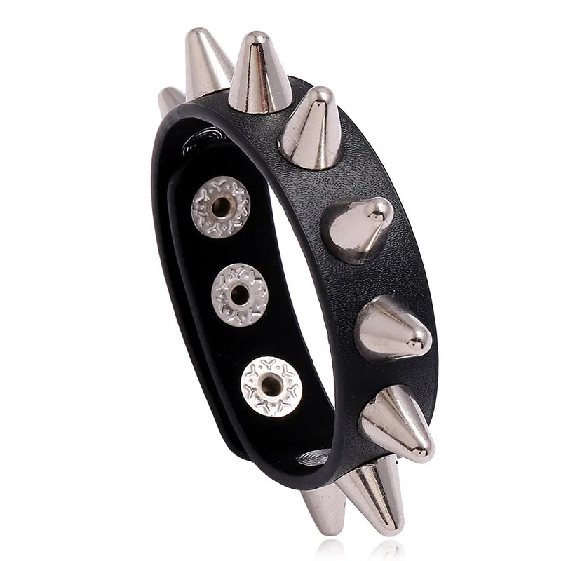 Wholesale Punk Trendy 1 Row Adjustable Woman Man Wristband Snap Jewelry Bracelet