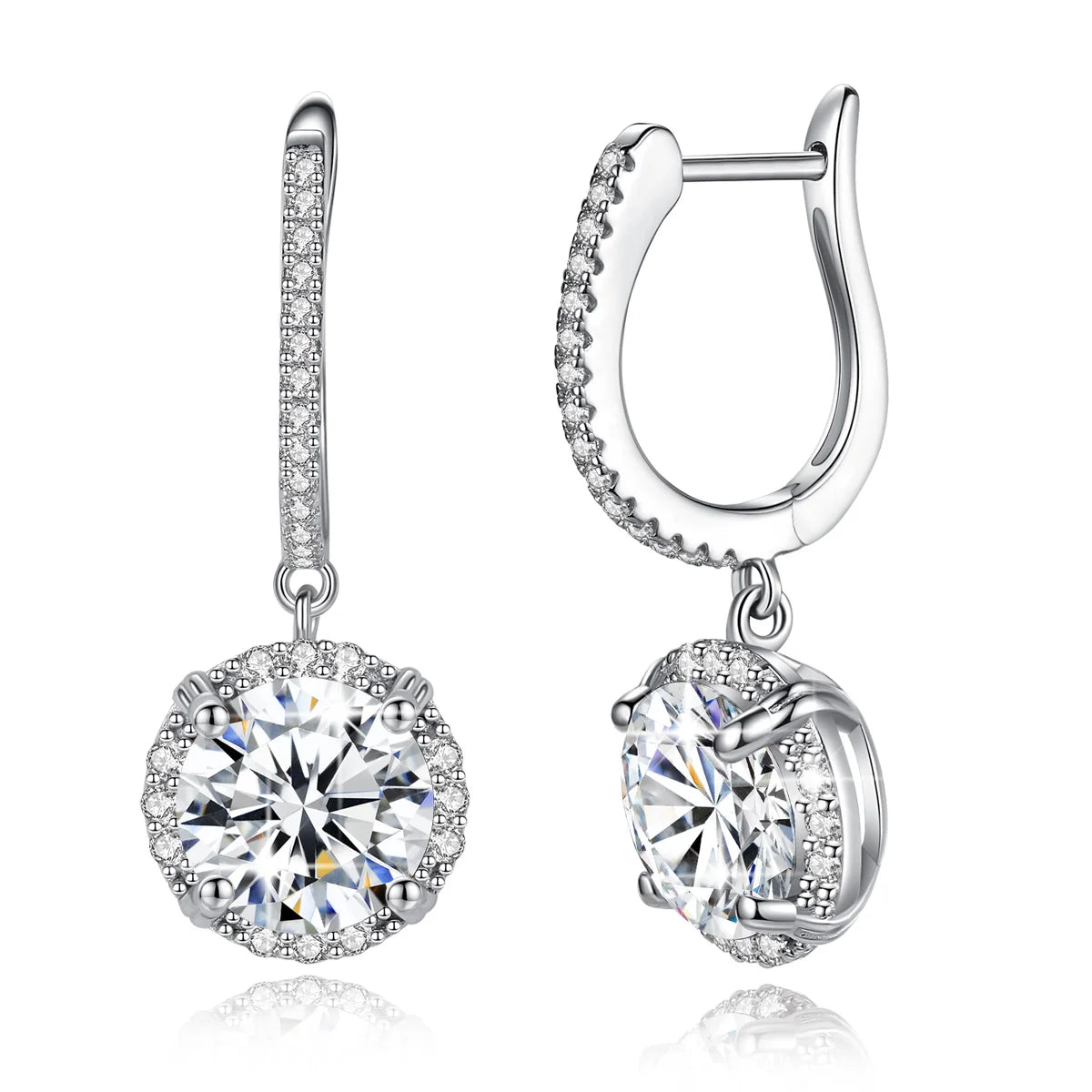 8mm D Moissanite 925 Silver Jewelry Luxury 2ct Real Diamond 18K White Gold Pendientes Mujer Moissanite Earrings Women