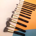 Y.Lovely W089 12PCS Draw Line Aluminum Ferrule Foundation Eyeliner Eyeshadow Synthetic Makeup Brush Set