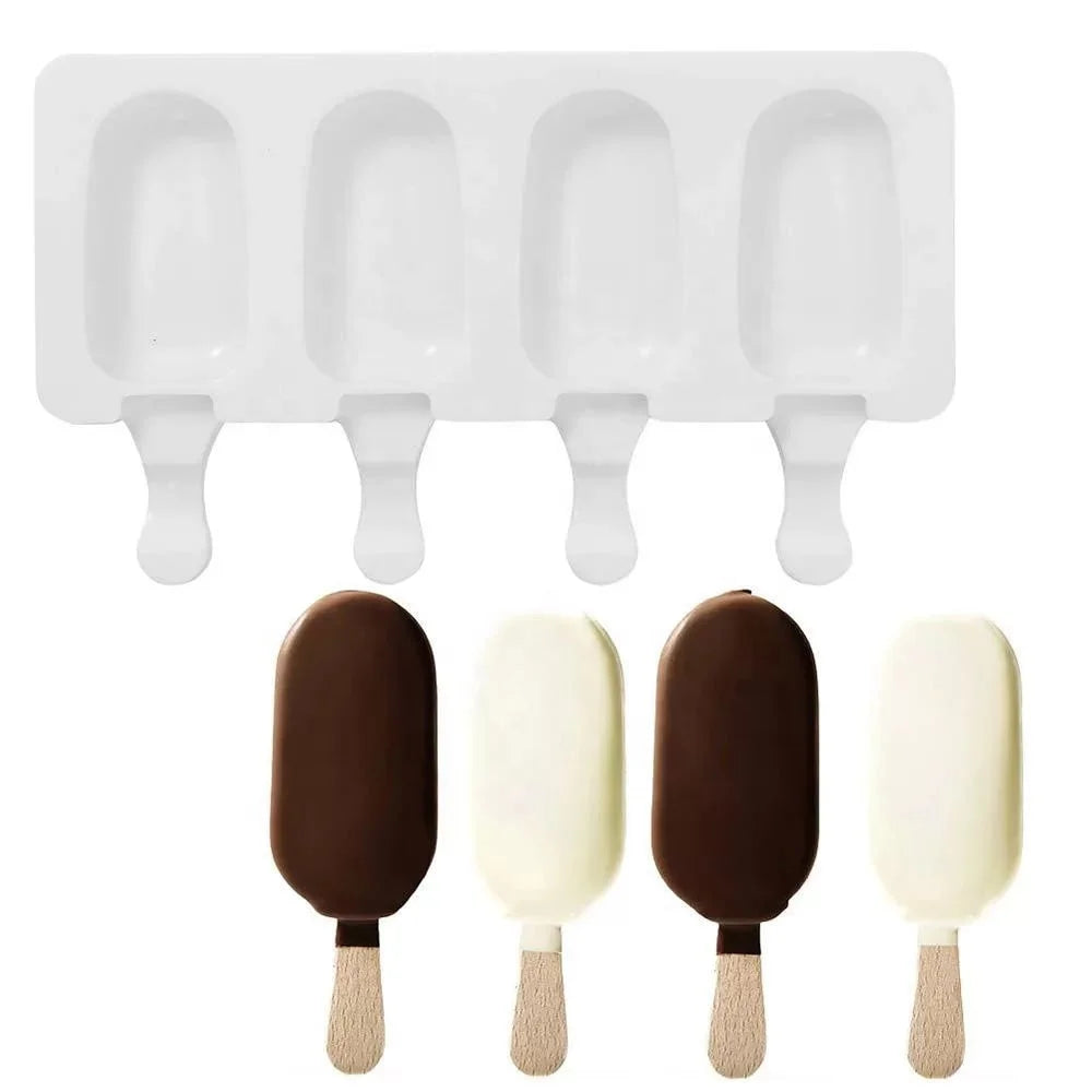 Manufactures Hot Sales 4 Cavity Dessert Reusable DIY Silicone Ice Cream Mold
