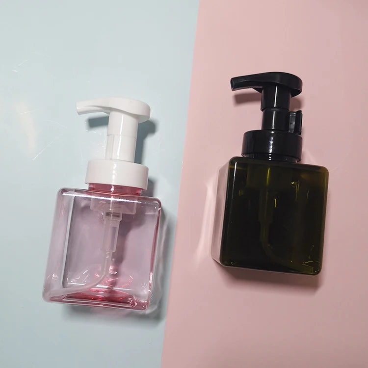 250ml 450ml 500ml PET Square Foam Dispenser Pump Sprayer Bottle for Hand Wash and Body Foaming Soap
