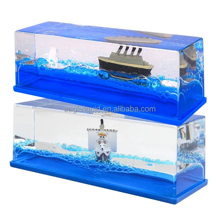 TV & Movie Character Unsinkable Boat Model Toys Pirate Ship Acrylic Liquid Drifting Bottle Paper Weight