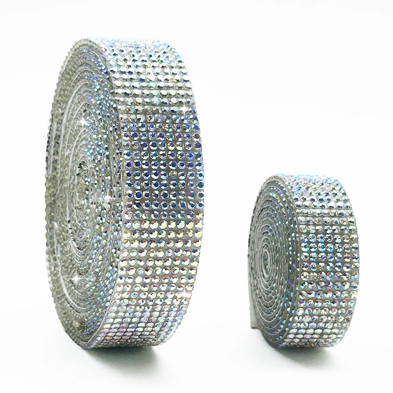 Bling Diamond Self-Adhesive Rhinestone Ribbon Crystal Glitter Jewel Sticker Tape for DIY Glass Material Motif Style for Shoes
