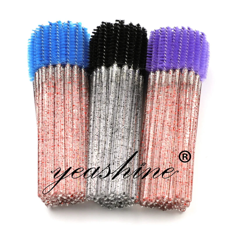 Silver Mermaid Crystal Glitter Eyelash Extension Spoolie Set Makeup Brush for Eyebrow Eye Plastic Material Used with Mascara MegaBDM