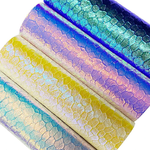 0.4~0.5MM Fish Scale Hologram Fabric & Honeycomb Texture Holographic Leather