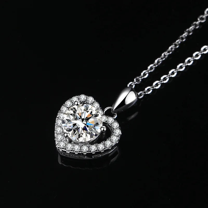 S925 Silver Moissanite Pendant Necklace for Women 2-3ct Simple Luxury Design for Weddings & Holidays Great Gift Idea