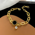 Simplified Titanium Steel Diamond Inlaid Roman Digital Bracelet