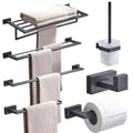304 Stainless Steel Bathroom Accessories Set Black Towel Rack with Toilet Brush & Soap Holder for Hotels