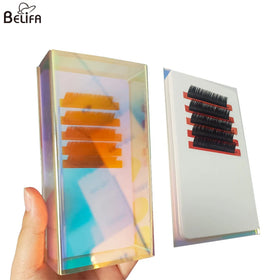 Custom Beauty Eyelash Salon Tool Palette Tray Colorful Eyelash Holder Lash Tray with Cover Acrylic Rectangle Lash Extension Tile