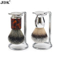 JDK Silver Metal Convenient Shaving Soap Brush Stand Space Saver Holder for Badger Hair Removal Brushes