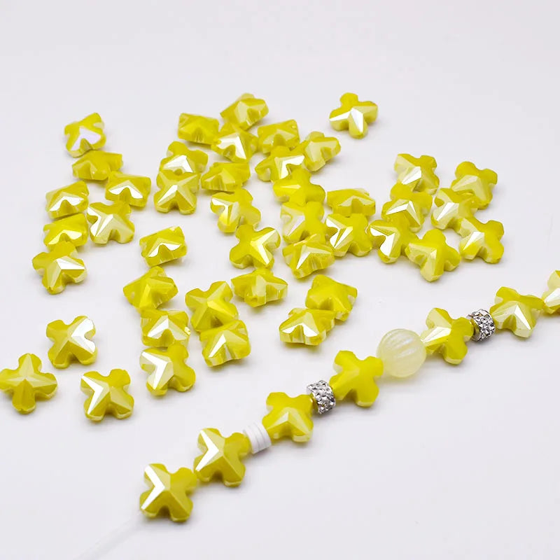 50Pcs/lot 14mm Cross Faceted Crystal Beads Austria Crystal Glass Beads for Jewelry Making DIY Necklace