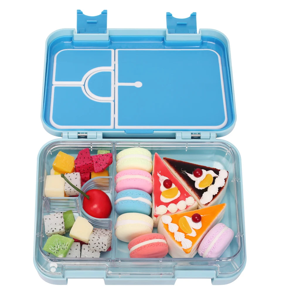 Custom logo 4 Compartment Insulated Plastic Lunchbox Kids Insulated Lunch Box School Bento Lunch Box Back to School