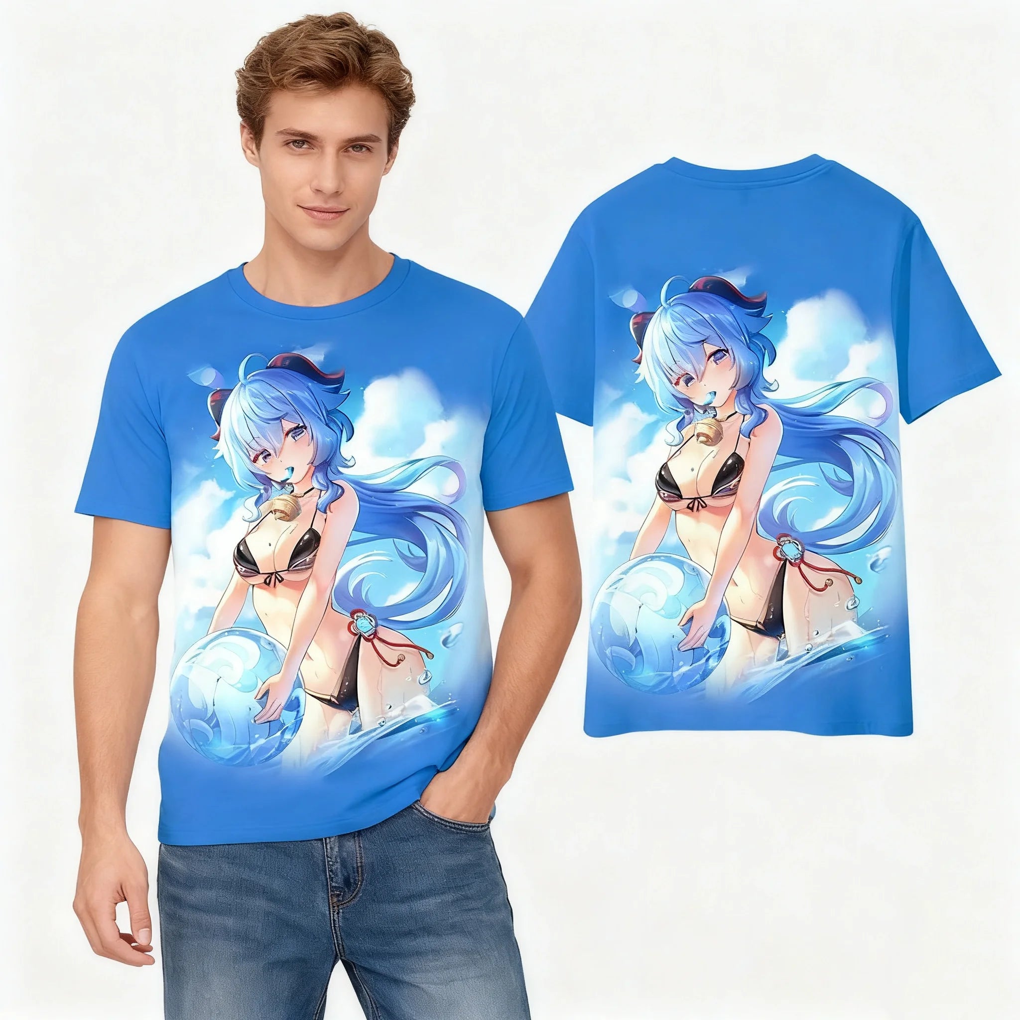 Fitspi Anime Peripheral T Shirt Short Sleeve Japanese Two Dimensional Chic Casual Clothes