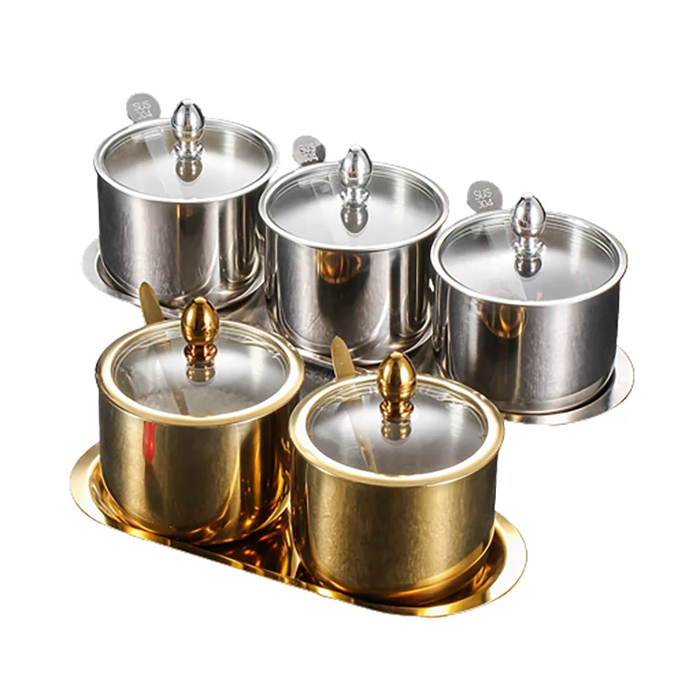Hot-selling Kitchen Stainless Steel Spice Jar With Glass Lid