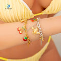 SUMMLY Trend Wholesale Personalized Creative Fruit Charm Pendant 18K Gold Plated Stainless Steel Chain Bracelet Fashion Jewelry