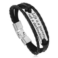 New Design Leather Jewelry Personality Woven Bracelets Inspirational Text Men's Leather Antique Silver Plated Hip Hop Cuff