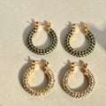 2024 Dazan New 18k PVD Gold Plated 2.3CM Hypoallergenic Stainless Steel Ins Style Green Cubic Zirconia Earrings for Women