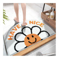 Sun Flowers Fluffy Cartoon Non-slip Mat Absorbent Half Circle Bath Mat for Kid Bathroom