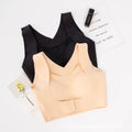Ladies Seamless Running Yoga Plus Size Cross Back Wireless Front Side Buckle Push up Bra