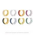Full White CZ Diamond Women 18k Gold Fine Jewelry Tennis 925 Sterling Silver Hoop Earrings