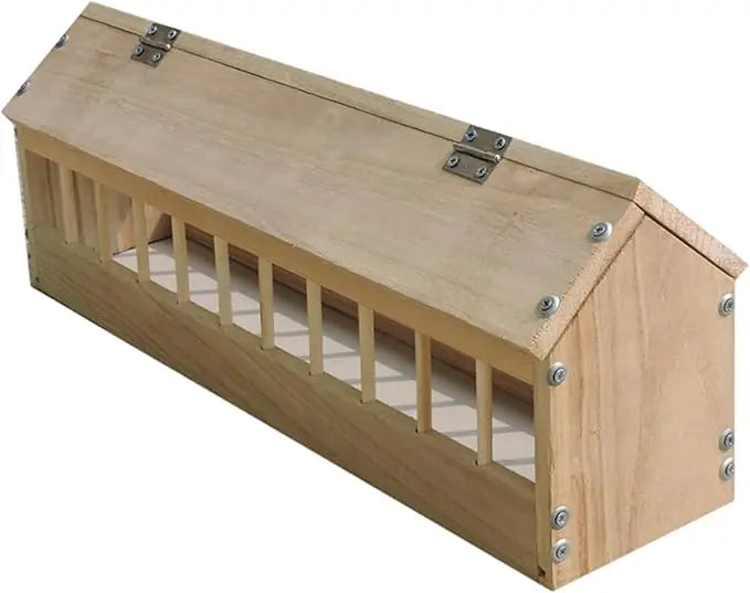 Anti-slip Lightweight Waterproof Square Wooden Simple Design Bird Food Trough with Zero-residue Feature for Indoor/Outdoor Use