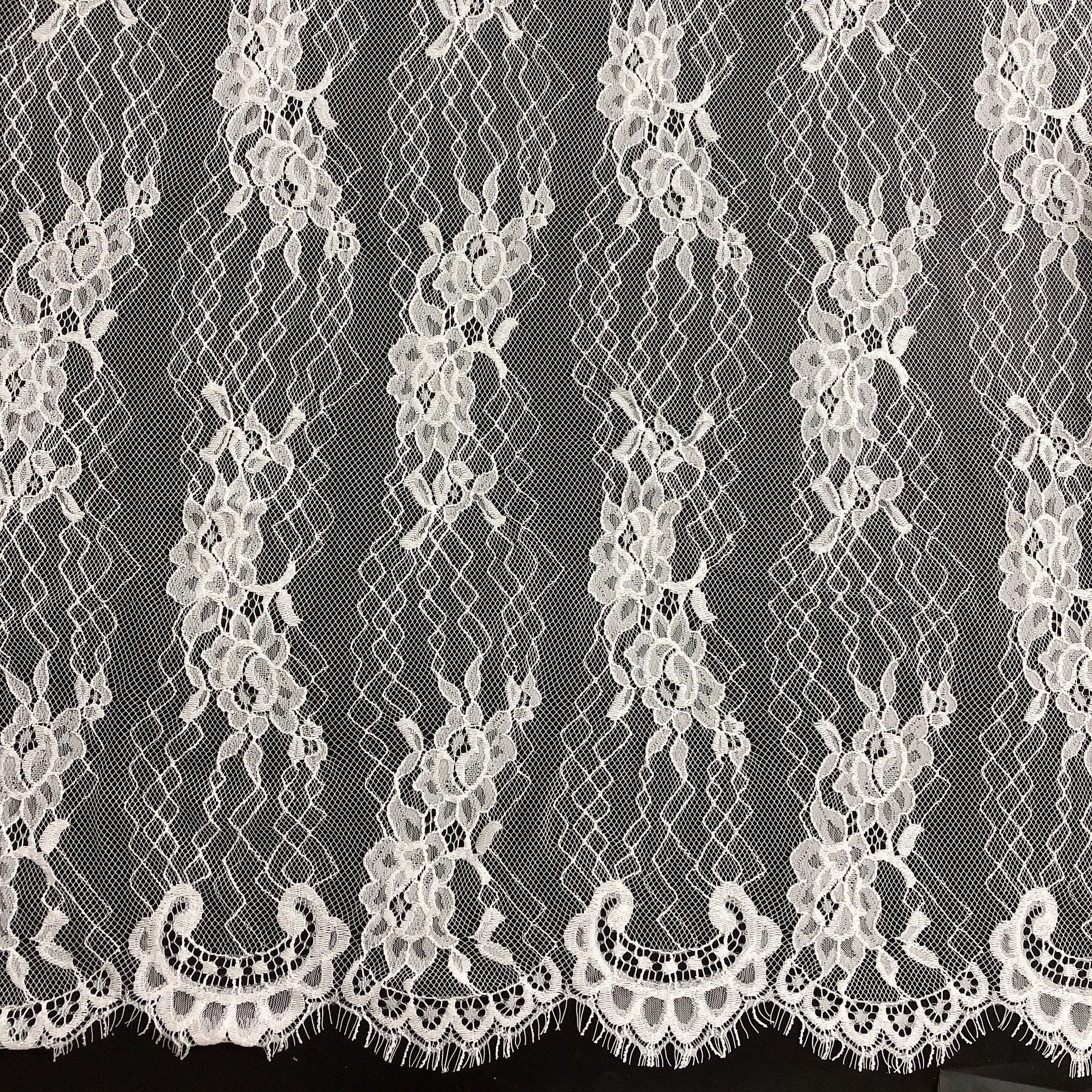 Elegant Soft Eyelash Chantilly Lace Fabric Flower Design Wholesale LT20830