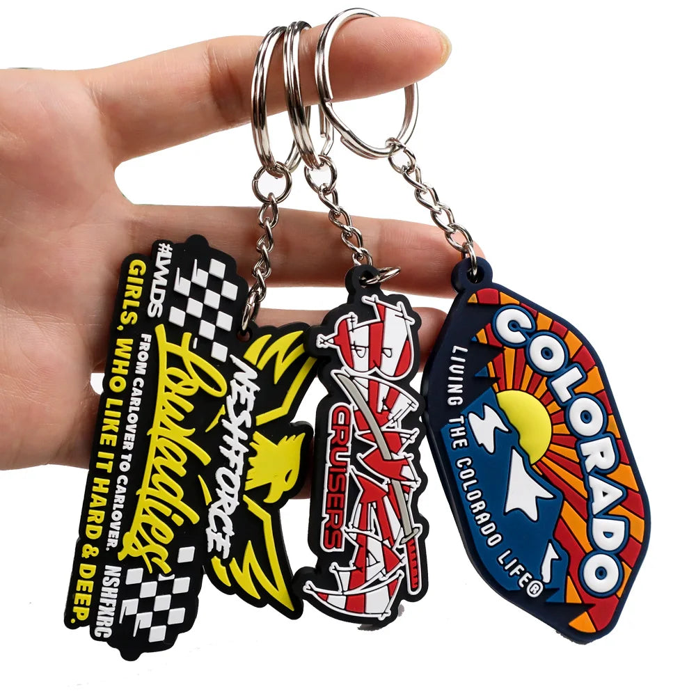 Wholesale Custom Design Your Logo Name Soft Rubber Animal Key Chain Silicone Brand logo Pvc 2D 3D Anime Cartoon Keychain