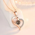 100 Languages I love You Projection Pendant Copper Rose Gold Platinum Custom Creative love Heart Pendant