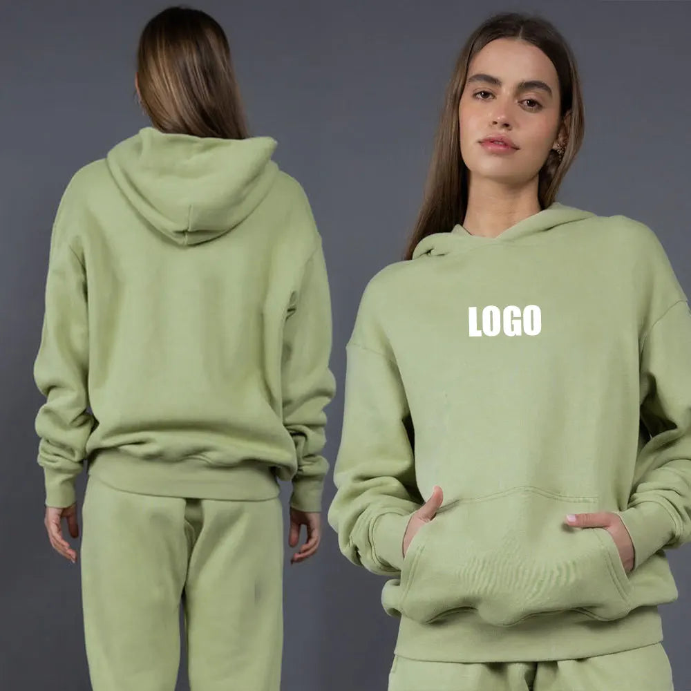 2023 New Oversized 400G Long Sleeves Crewneck Sweatshirt Sports Wear Women Terry Fabric Unisex Puff Printing Custom Hoodies