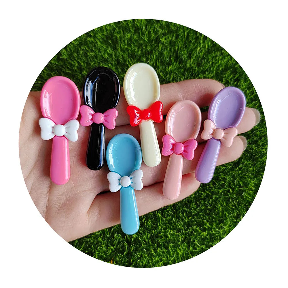 Bulk 100Pcs Mixed Color Kitchen Cooking Spoon Flatback Resin Cabochons Scrapbooking DIY Accessories Holiday Party Decoration