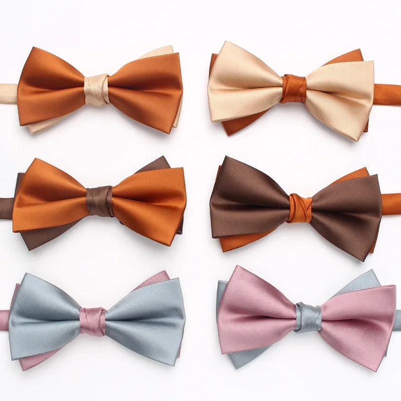 New Colorized Silk Mens Butterfly Bowties Pre-Tied Necklace Black Bow Tie for Men Wedding Party