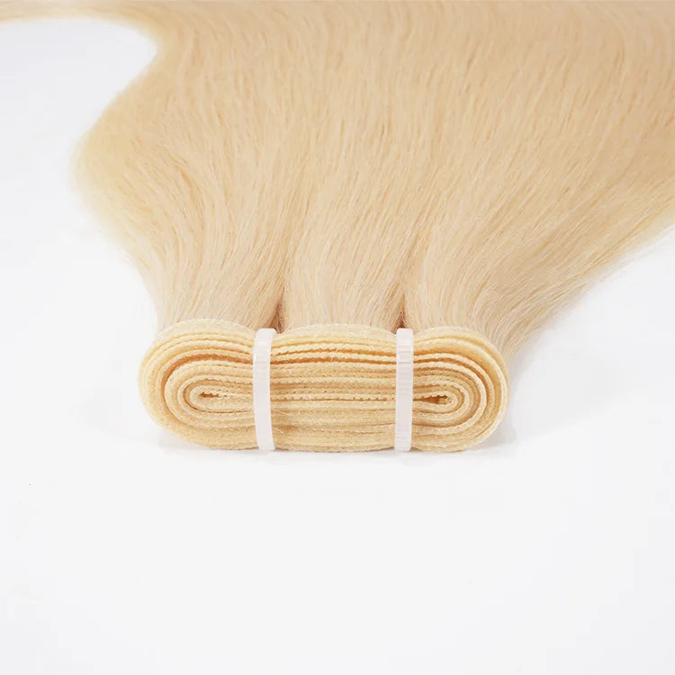 100% Virgin Remy Indian Hair Flat Weft Extensions Double Drawn All Colors