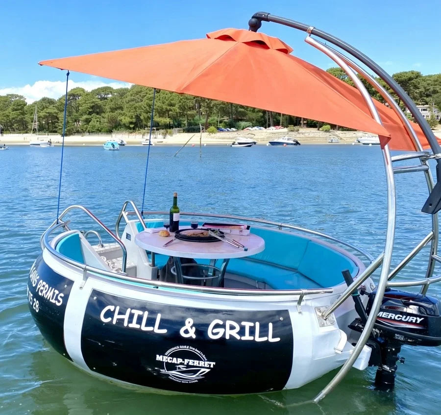 Germany Boat Bbq Grill Gas Cheapest Yacht Entertainment 2.5m 3.2m Electric Bbq Donut Boat Luxury Bbq Grill Pontoon Boats MegaBDM