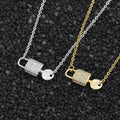 Trendy Love Heart Shape Padlock Necklace Hip Hop Padlock Collar Choker for Men Women with Lock and Key Forever Love