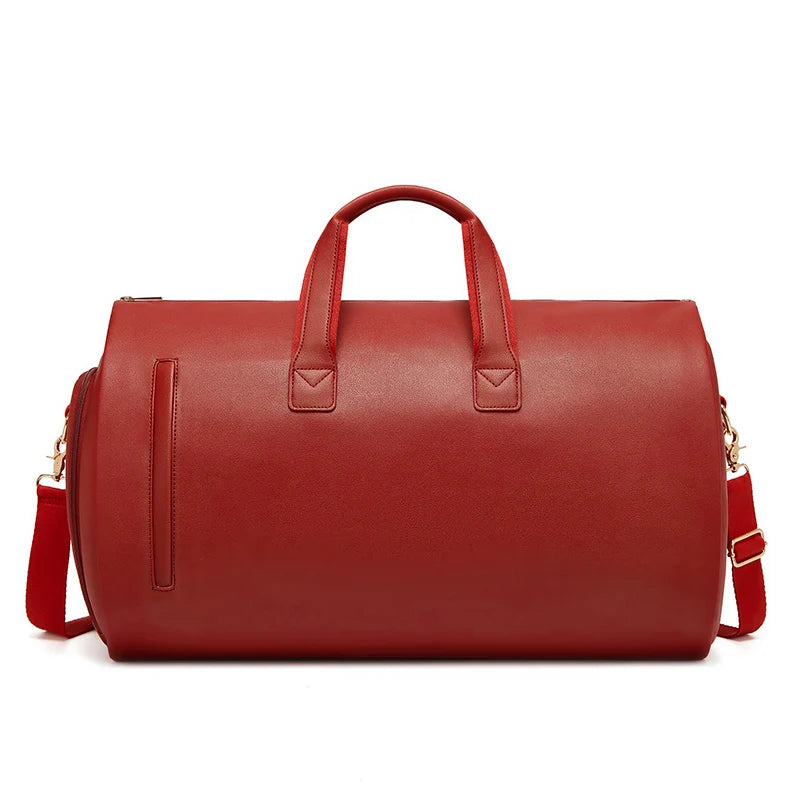 Wholesale Pu Leather Multi-functional Custom logo Travel Storage Bag Foldable Garment Suit Handbag for Men Women