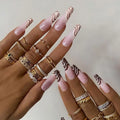 Wholesale Luxury Nail Supply Ladies False Press Nails Designer Full Cover ABS French Artificial Long Finger Nails Tips Set 24