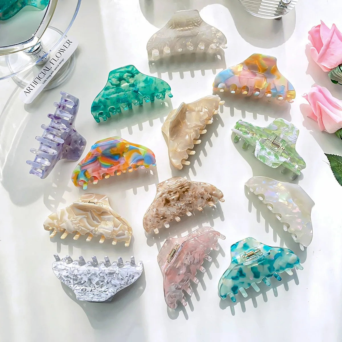 KUACHI Manufacturers Wholesale High Grade Cellulose Acetate Hair Claw Large Color Fashion 10cm Claw Clip Ladies Hair Accessories
