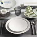 Retro Matte Grey Kiln Flat Porcelain Dishes & Plates Sets for Restaurant Ceramic Cement Color Dinner Sushi Round Plate Teller