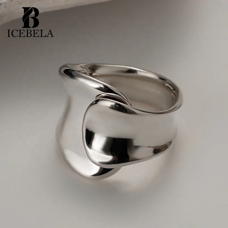 ICEBELA Dainty 925 Silver Fine Jewelry Simple Custom Adjustable Wholesale Price Sterling Silver Vintage Minimalist Ring