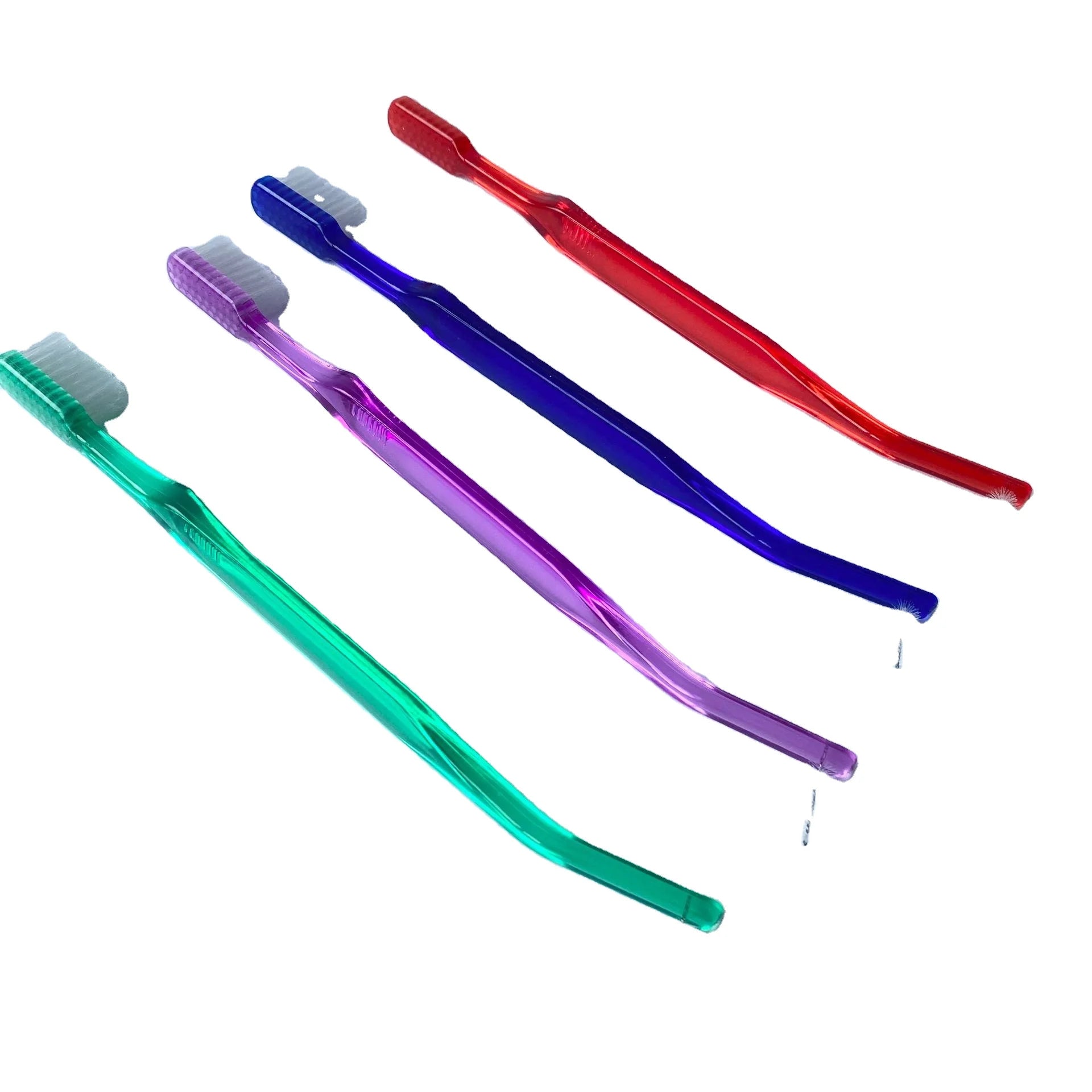 Double-Ended Clear Orthodontic Toothbrush with Interdental Toothbrushes Soft Nylon Bristles PP Handle