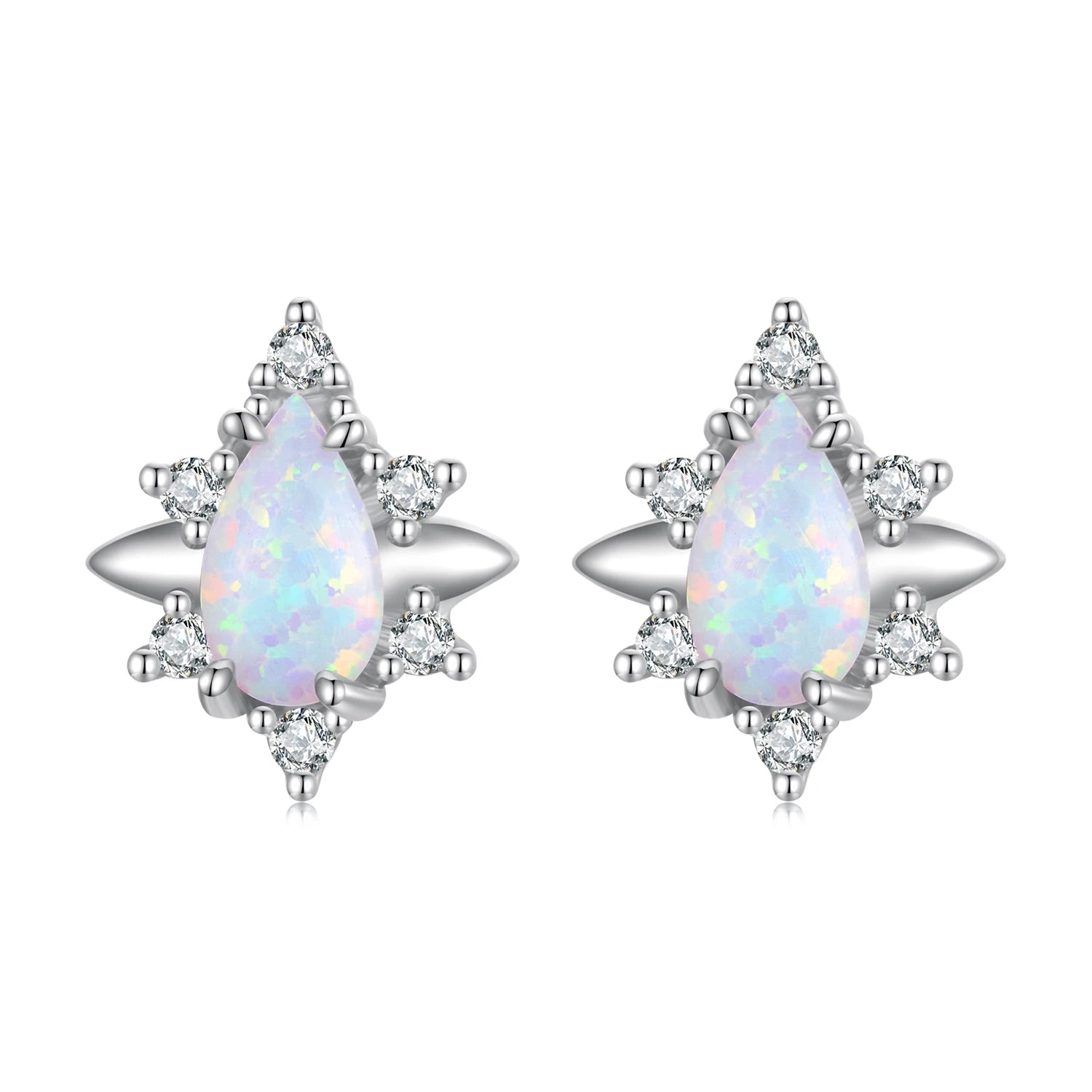 Factory 925 Sterling Silver Waterdrop-shaped Opal Earrings for Women Fine Jewelry Star-like Ear Studs Wedding Party Gift BSE685