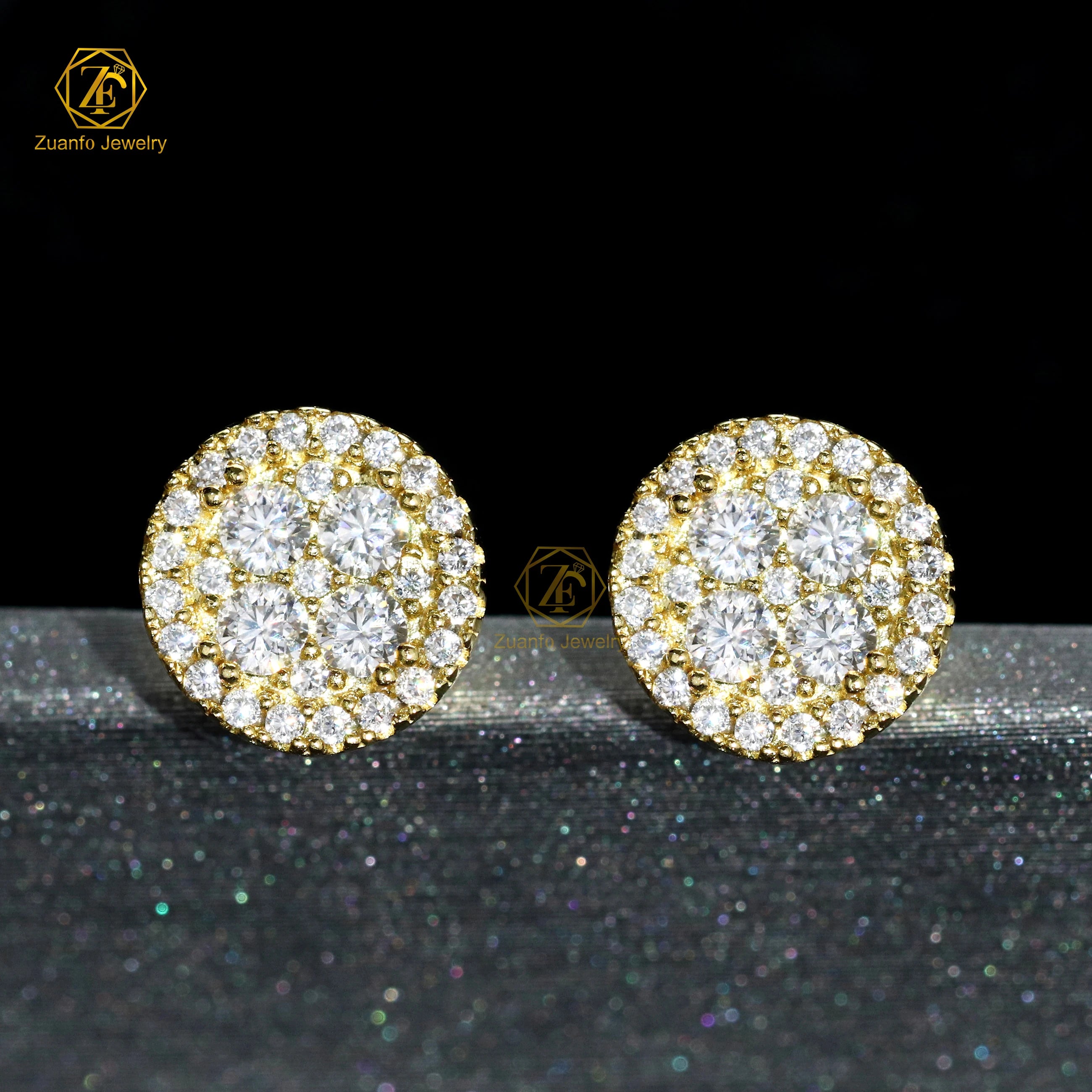 New Trendy 925 Sterling Silver Hiphop Style Flower Design Earrings with VVS Diamond Moissanite Studs Men Women Gifts for Parties