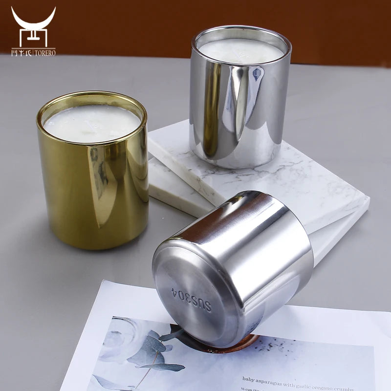 Wholesale Shiny Silver Gold Thick Elegant Metal Candle Holders Electroplated Candle Jars Candlestick Holder